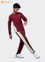 Men's Full Sleeve Premium Tracksuits Sets - MAROON/LIGHT GREEN