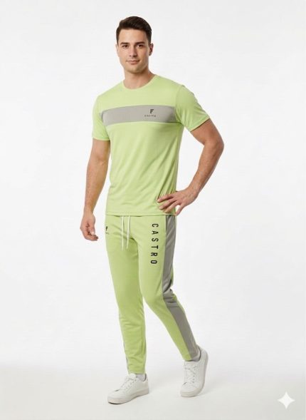 Men's Premium Tracksuits Sets Half Sleeves -  LIGHT GREEN